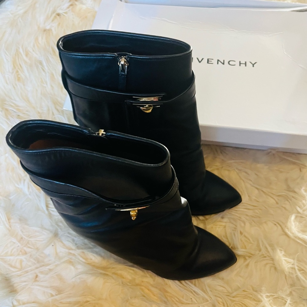 Givenchy Black Heeled Boots with Gold Accents